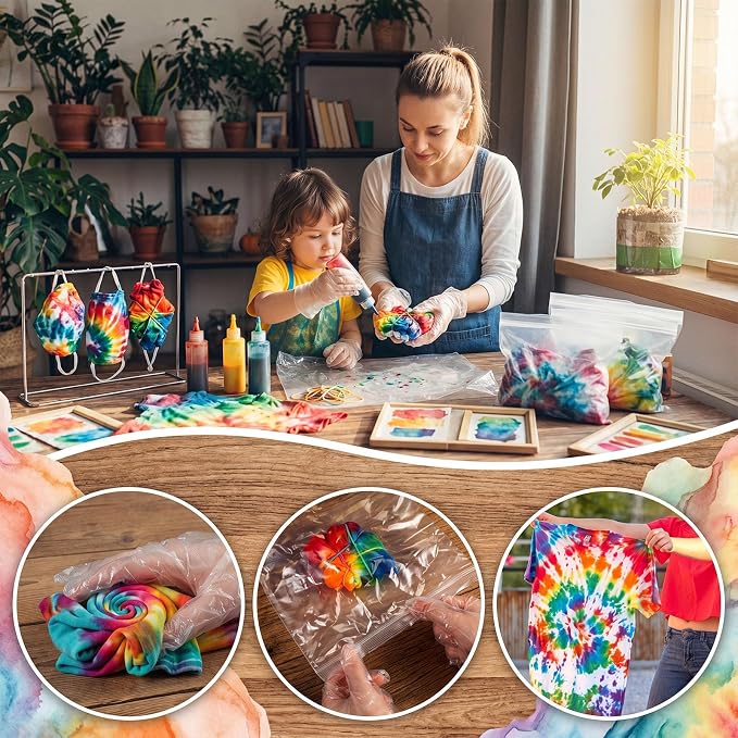 500 Pcs Rubber Bands Kit for Tie Dye Projects Craft Project Colorful Elastic - Image 5