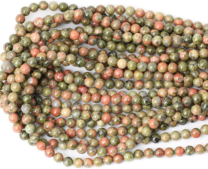 60PCS 6mm Natural Unakite Gemstone Round Loose Beads - Image 3