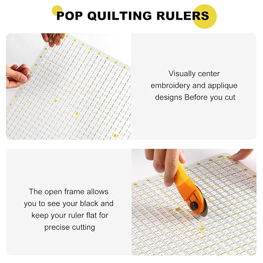 Quilting Ruler - 12.5" x 12.5" Slotted Acrylic Ruler - Image 3