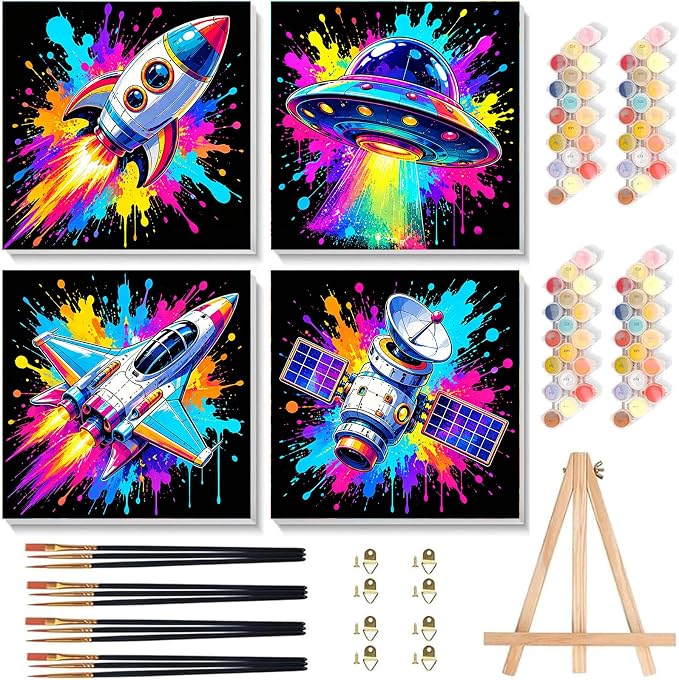4 Pack Paint by Numbers Kit for Kids by Arttoplus