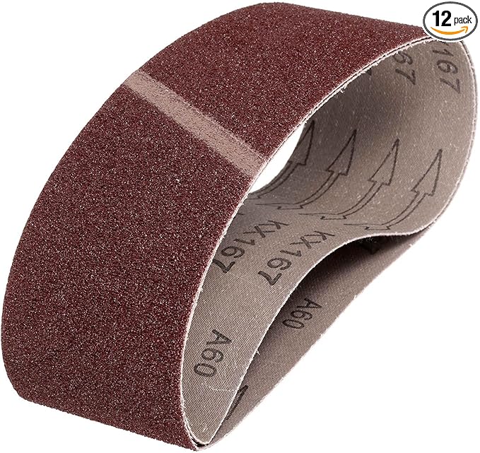 HARFINGTON 4 x 24 Inch Sanding Belts, 12 Pcs 60 Grits Aluminum Oxide Abrasive Belt Sander File Belt for Woodworking, Metal Polishing, Knife Sharpener