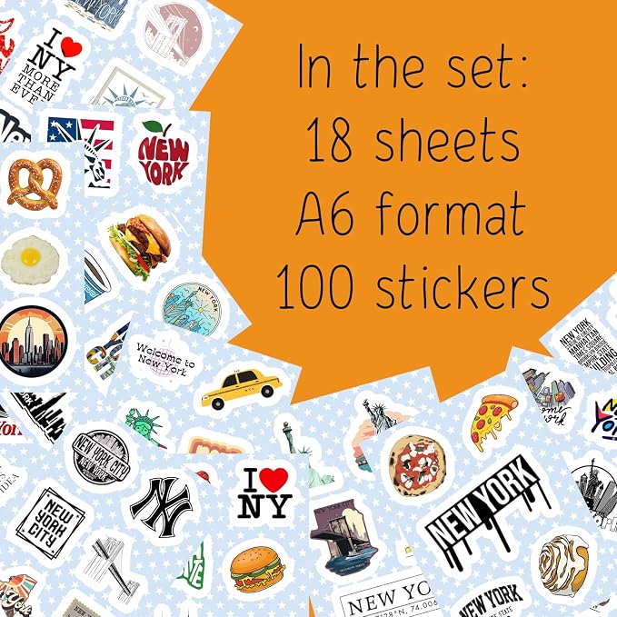 BulbaCraft 100Pcs New York Stickers - Image 2