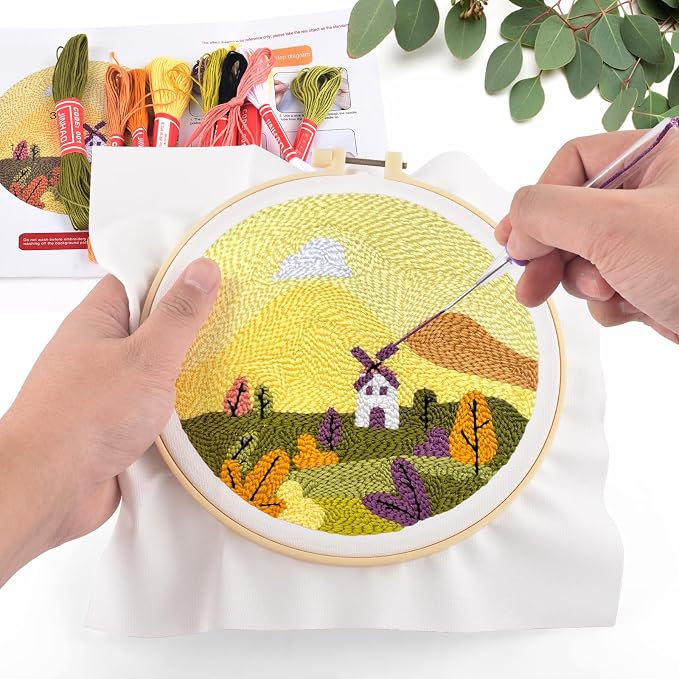 ERKOON Punch Needle Kit Adults Beginners, DIY Easy Landscapes Embroidery Set - Image 5
