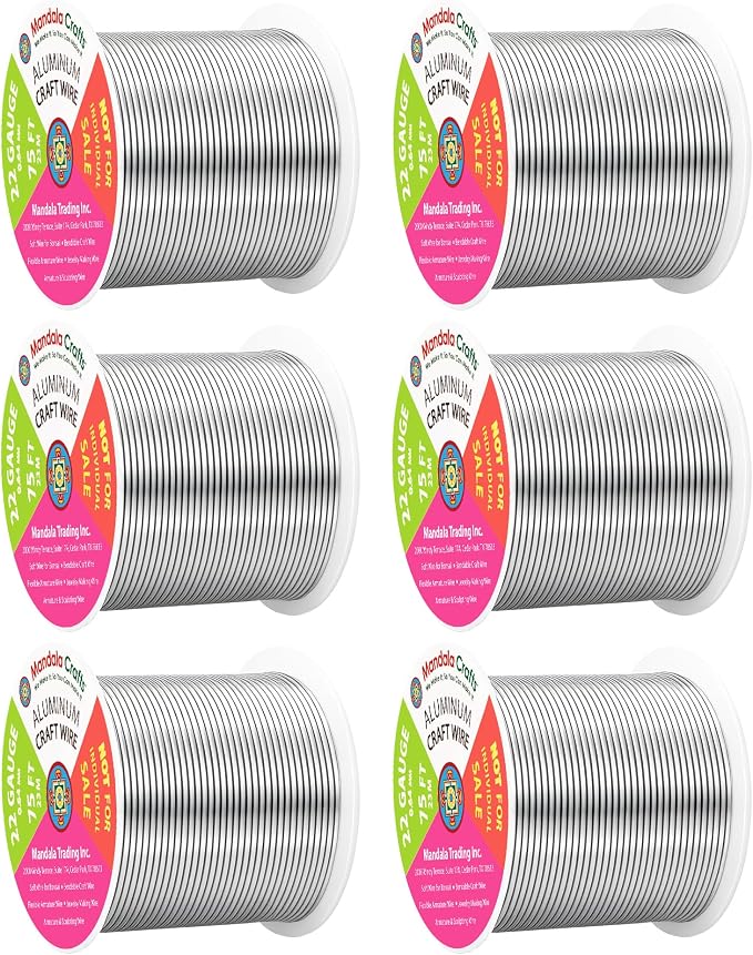 Mandala Crafts 22 Gauge Silver Tone Combo Anodized Aluminum Craft Wire | 450 FT by MandalaCrafts