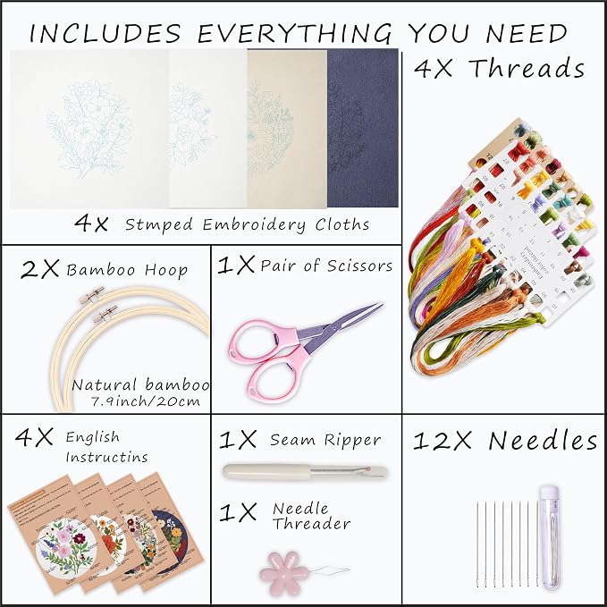 Bonroy 4 Sets Embroidery Kit for Beginners - Image 3