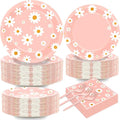 50 Guests Daisy Plates and Napkins Party Supplies Groovy Floral Party by Qyeahkj