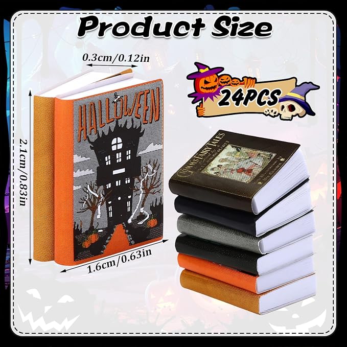 24PCS Witchy Miniature Books, 1:12 Dollhouse Accessories | 24 pcs Halloween - Image 2