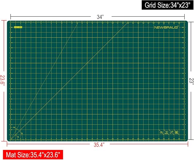 NEWBRAUG 24'' × 36'' Large Self Healing Gridded Rotary Cutting Mat, Big Double - Image 7