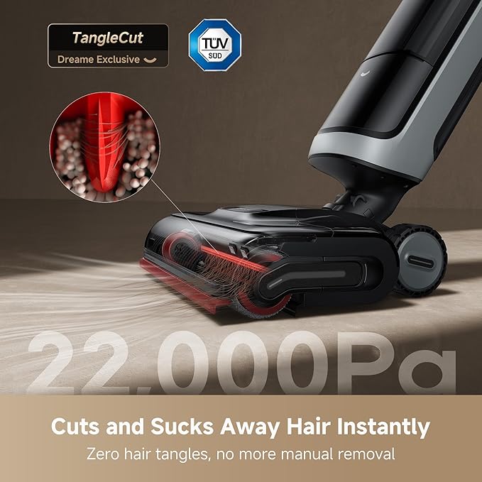 DREAME H15 Pro Heat Wet Dry Vacuum Cleaner, 185°F Hot Water Floor Cleaning, Cordless Vacuum Mop with GapFree AI Robotic Arm, 22KPa Suction, 0 Hair Tangle, 212°F Self-Clean, 194°F Hot Air Drying