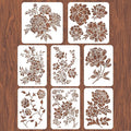 INFUNLY 8pcs Peony Wall Stencils by INFUNLY