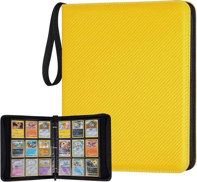 GERMUN 3 Ring 9 Pocket Zipper Card Binder, 720 Double Sided Standard PU Trading by GERMUN