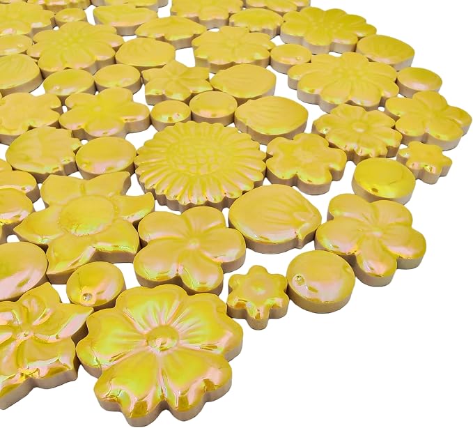 500g/1.1lb Ceramic Mosaic Tiles Mixed Shapes of Flowers, Mushrooms - Image 6