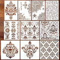 Damask Stencils for Walls 12inch Corner Border Stencil Large Texture Stencils by SUNVERSE