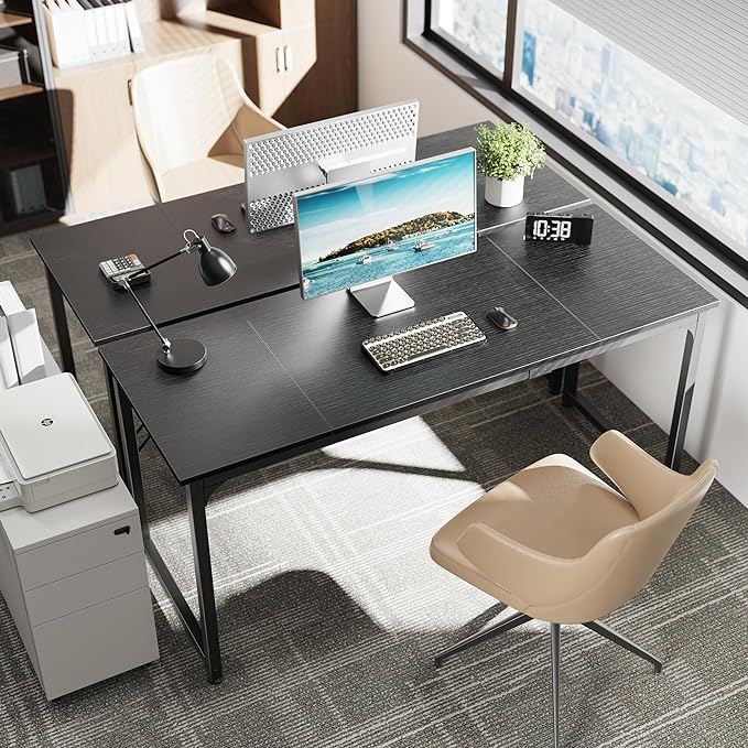 Huuger Modern Simple Office Desk, 63 Inch, Gaming & Writing Desk - Image 2
