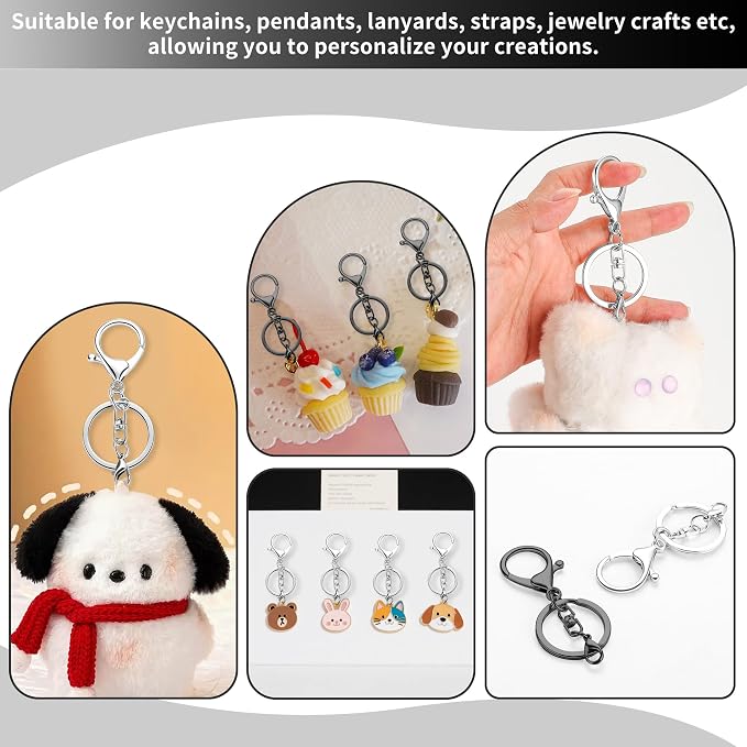 Gkeygo 10 Pack a Set Metal Lobster Claw Clasps and Key Rings, Key Chain - Image 7