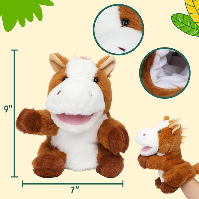 Easfan Horse Hand Puppet with Movable Mouth Interactive Storytelling Cute Soft - Image 4