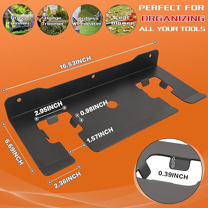 ULIBERMAGNET Garage Weedeater Rack,Wall Mount 2 Slot Utility Storage Rack for Garden Tool,Grass Trimmer,Hedge Weedeater,Chainsaw,Heavy Duty Steel Weeder Eater Trimmer Holder for Shed,Garage,Workshop