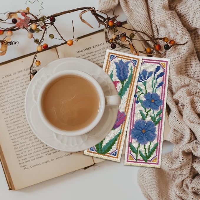 ORIGACH 6 Pcs Flower Cross Stitch Bookmark Kit - Image 6