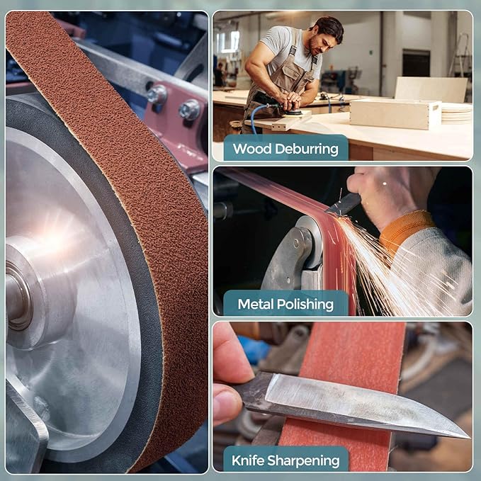 HARFINGTON 6 x 48 Inch Sanding Belts, 3 Pcs 36 Grit Zirconia Abrasive Belt Sander File Belt for Woodworking, Metal Polishing, Knife Sharpener