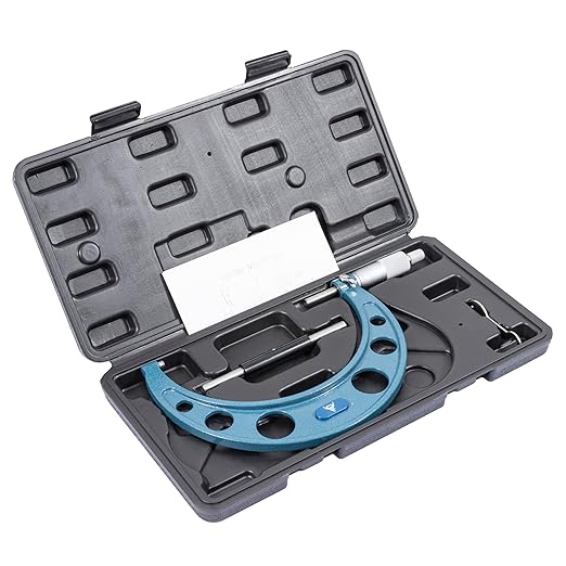 PEC Tools 5-6” Outside Micrometer, Industrial-Grade Precision Measuring Tool, Hardened Steel, High-Accuracy Micrometer with Ratchet Stop & Carbide-Tipped Measuring Faces for Machining & Engineering