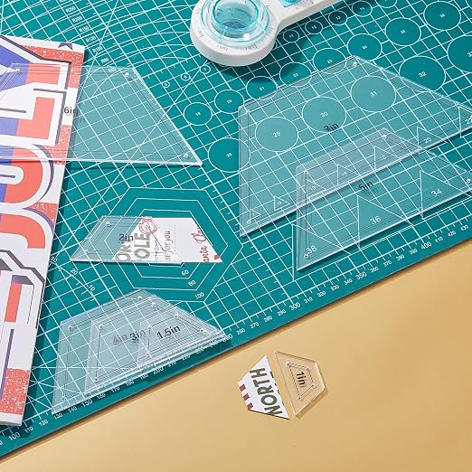 Kigley 8 Pcs Half Hexagon Quilting Templates and Rulers 1/1.5/2/3/4/5/6/7 Inch - Image 6