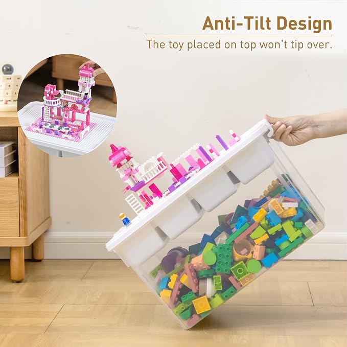 Citylife 32QT 2-Pack Clear Craft Storage Box Buildable Lid Removable Tray | - Image 4