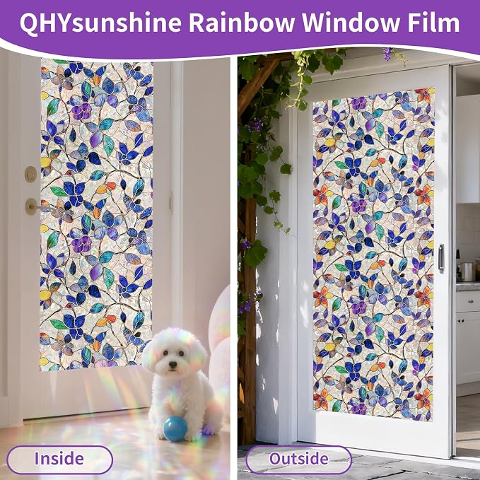 Stained Glass Window Privacy FilmDecorative Rainbow Static Clings -ldeal - Image 5