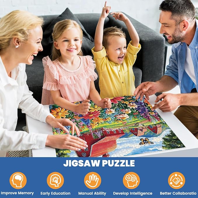 1000 Piece Puzzle for Adults, Honey Bee Farm Puzzles, Butterfly Flowers Garden - Image 5