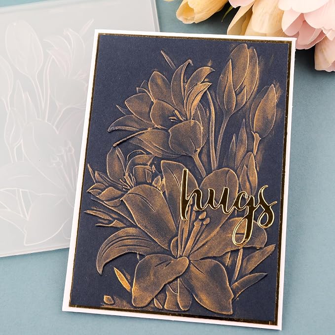 3D Embossing Folder for Card Making Lily Floral Background Plastic Embossing - Image 7