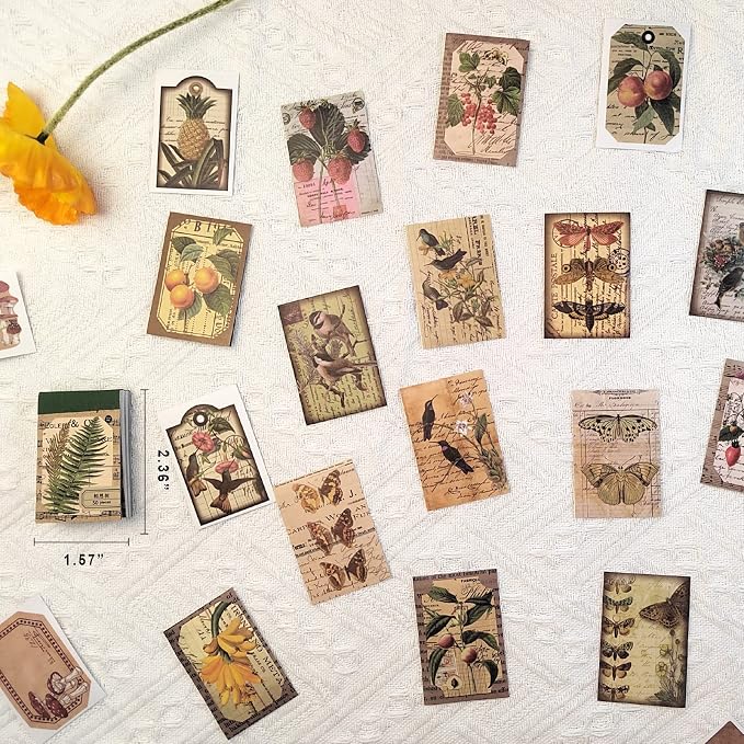 PRSTINCOL 300 Pcs Scrapbook Washi Stickers, Vintage Flower Butterfly Botanical - Image 6