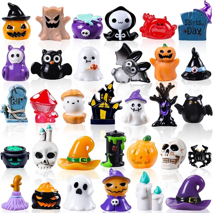 DIYDEC 32pcs Halloween Mini Resin Figures 32 Styles Tiny Resin Animals Little by DIYDEC