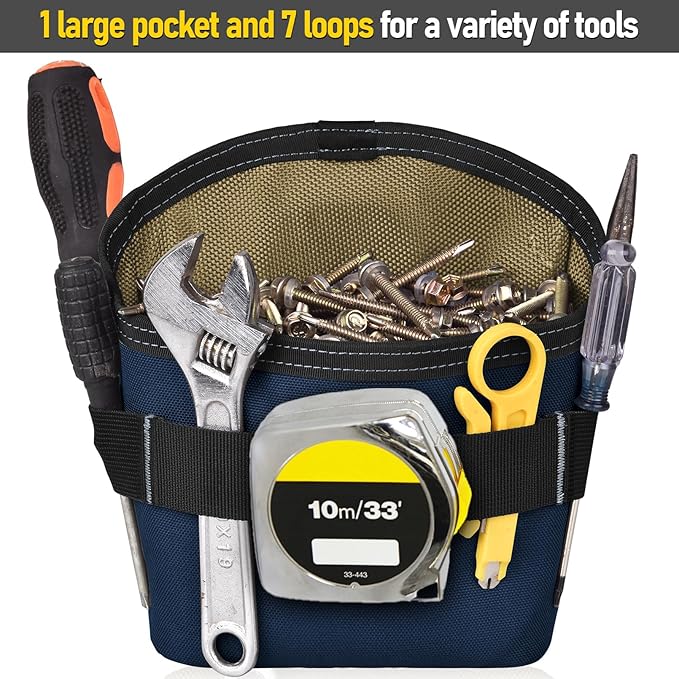 Tool Pouch Nails Screws Bag with Belt Clip (XL, Blue)