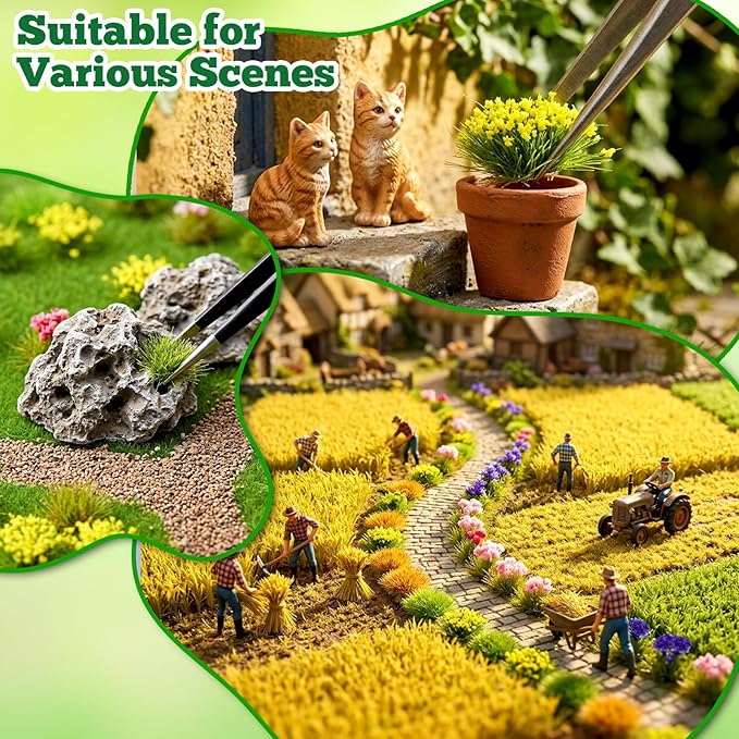 Warmtree 175 Pcs Static Grass Bushy Tufts Miniature Colorful Flower Cluster - Image 5