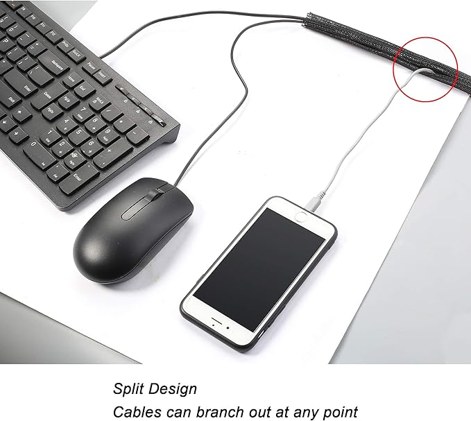 10ft - 1.25 inch Braided Cable Management Sleeve Cord Protector - Self-Wrapping - Image 3