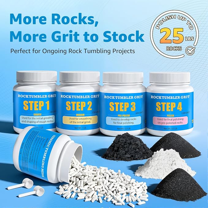 KomeStone Rock Tumbler Grit Kit - 4LB Rock Polishing Grit & Ceramic Tumbling - Image 3