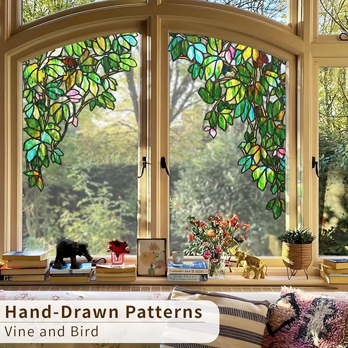 Original Hand Drawn Stained Glass Window Hanging Cling, 25.59"X35.43" - Image 3