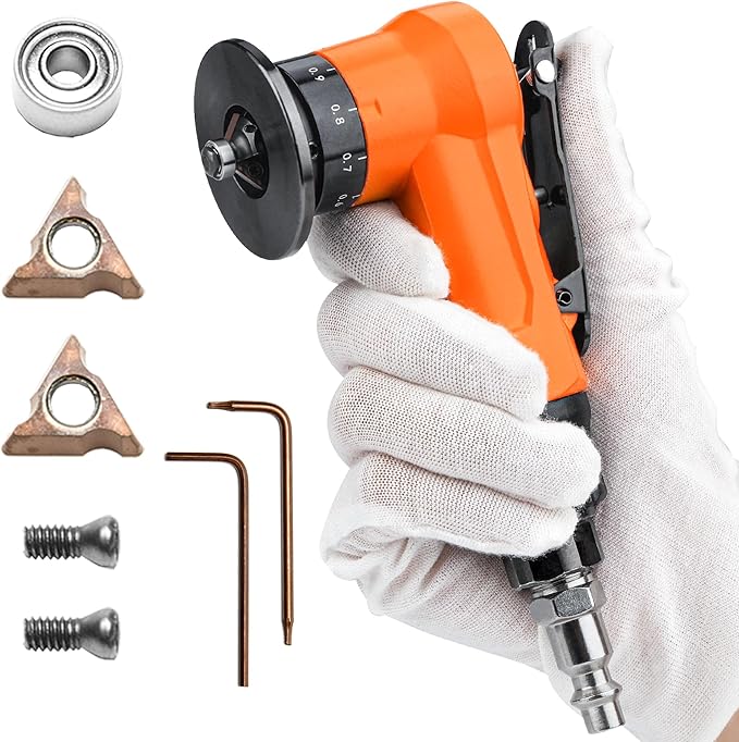2-in-1 Mini Air Chamfer Tool for Chamfering and Round Cornor on Metal, Arc Corner 45 Degree Pneumatic Beveling Trimming Deburring Machine