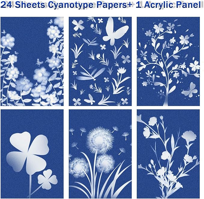 Sun Print Paper Kit Cyanotype Paper, 24 Sheets Cyanotype Papers - Image 3