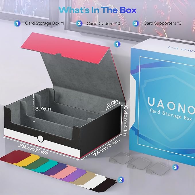 UAONO Card Storage Box for Trading Cards, 1800+ PU Leather Commander Card Deck - Image 7