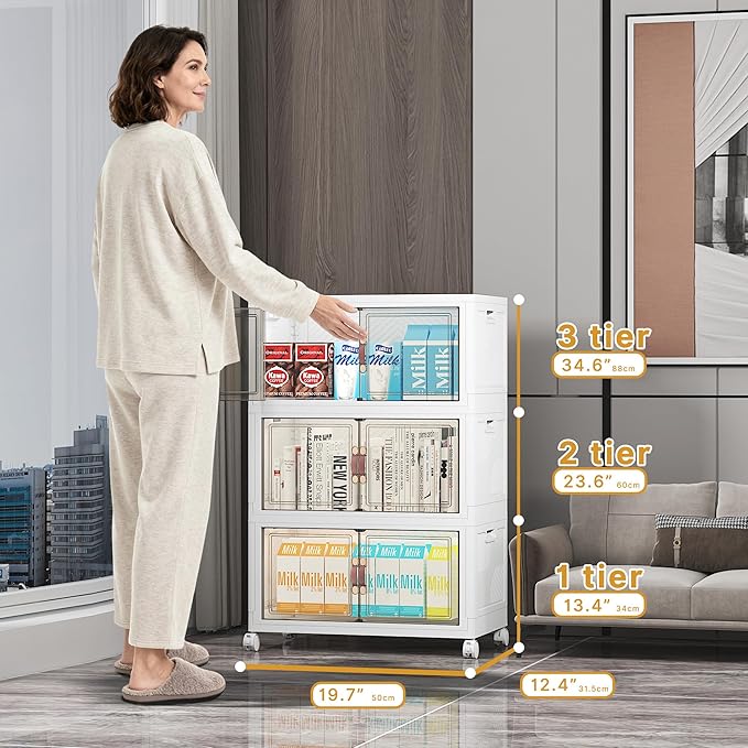UAMFURI Stackable Storage Bins, 312QT Collapsible Drawers - Image 3