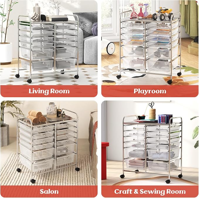 BECOMFORT 12-Drawer Rolling Cart - Image 7