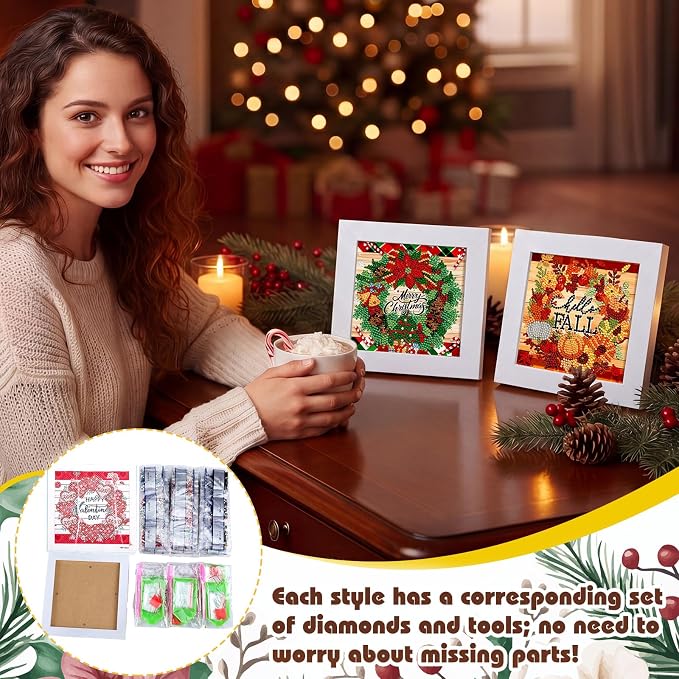 Trandraft 13 Pcs Summer Wreath Interchangeable Holiday Small Diamond Art Kits - Image 2