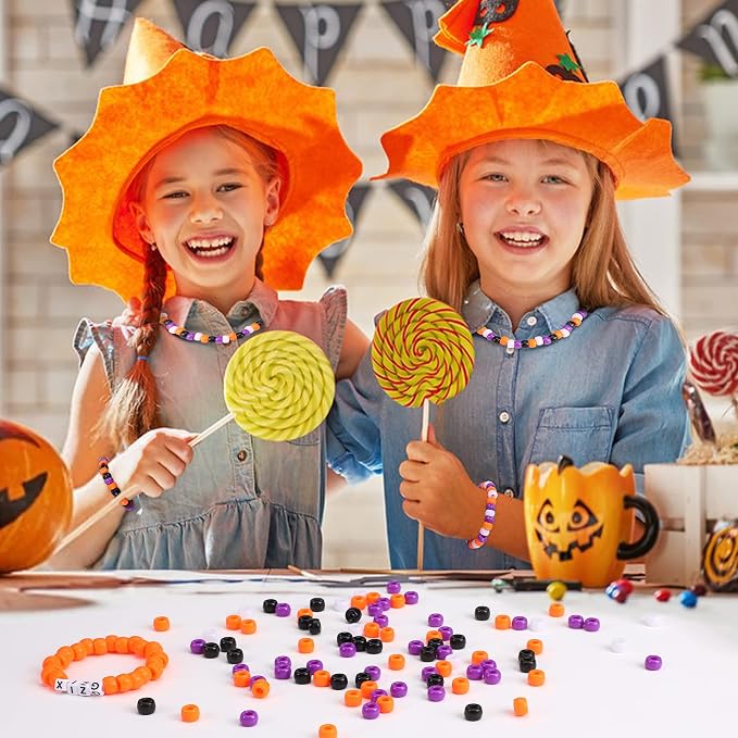UPINS 1200Pcs Halloween Pony Beads Orange Purple Black White Pony Beads DIY - Image 5