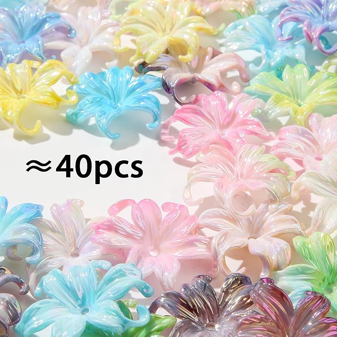 40pcs Flower Shape Beads Ab Color Cloud Bead Color Lily Beads - Image 2