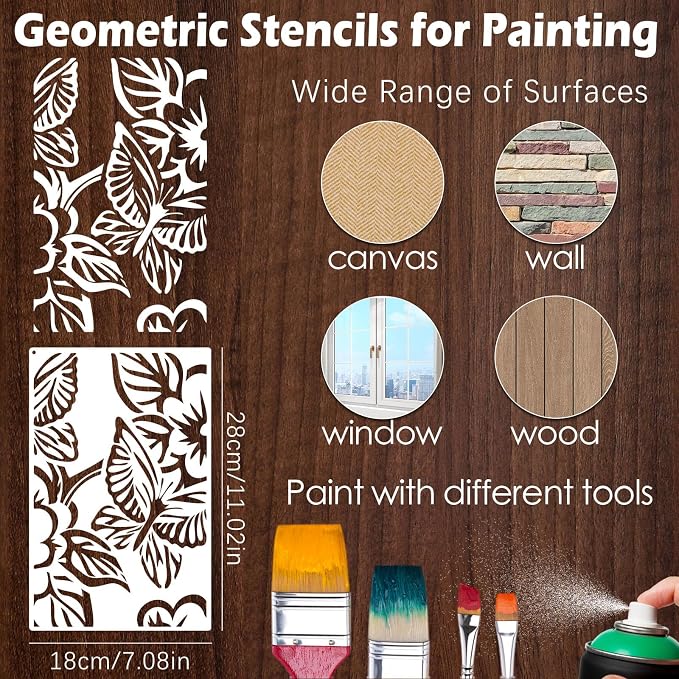 Yazhiji 8PCS Geometric Stencils - Image 2