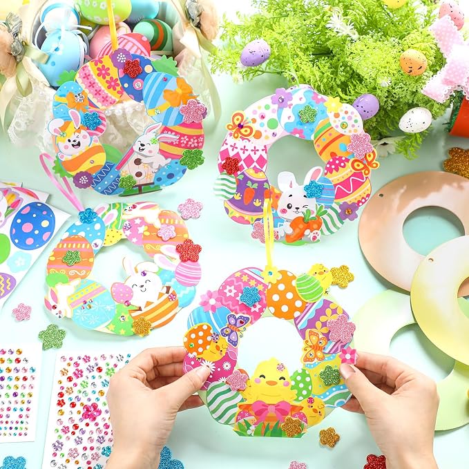 Hollowfly 48 Sets Easter Wreath Craft Kits DIY Wreath Hanging Ornaments Make - Image 2