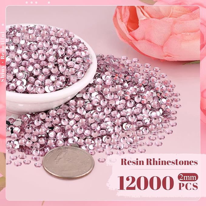 12000PCS 2mm Resin Rhinestones in Bulk, Bedazzling Flatback Crystals Rhinestones - Image 2