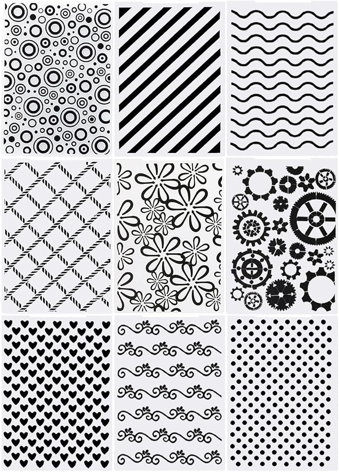 9 Plastic Embossed Folders by Woopsoo
