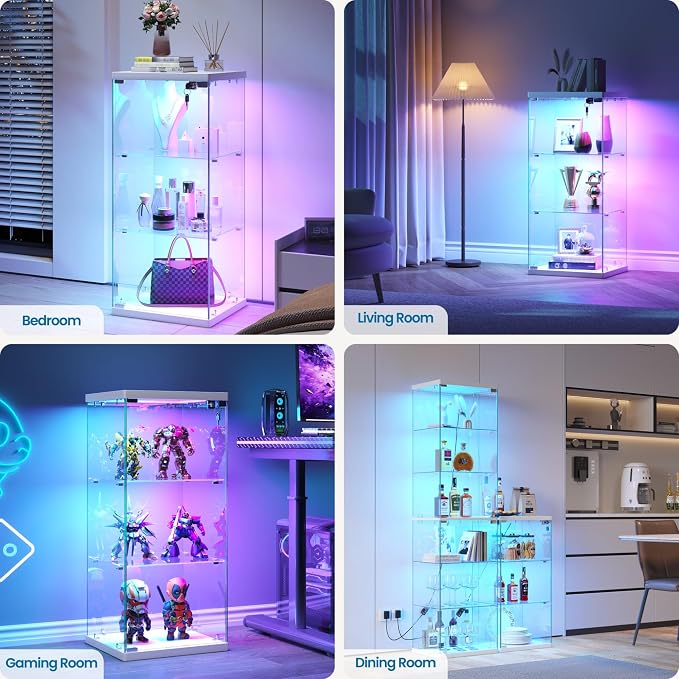 Dystler 3-Tier Glass Display Case, RGB LED Lights - Image 8