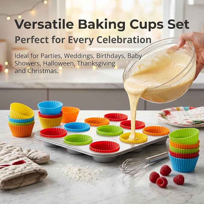 Baking Cups 24 Pack, Non-stick and Flexible Muffin Pans - Image 7